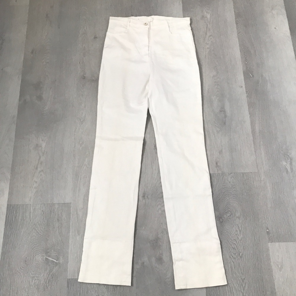 JIL SANDERS WHITE JEANS STRAIGHT LEG HIGH RISE WOMENS 38